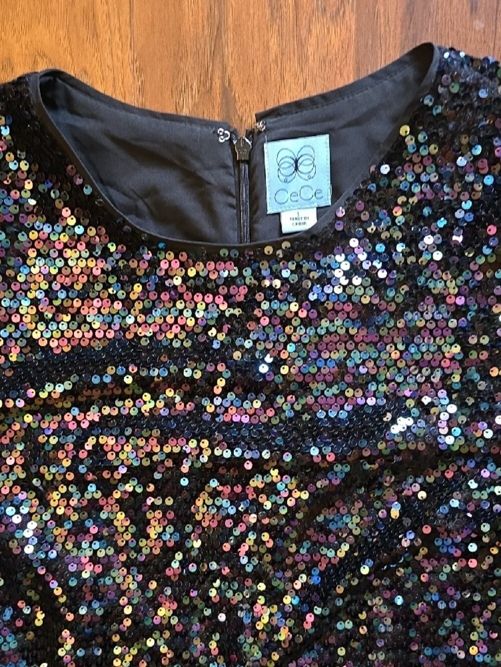 CeCe Sequin Shift Dress - Black Iridescent - Picture 2 of 4